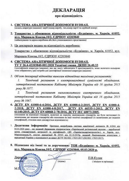 Декларация соответствия, БУДВИЖЕН, видеонаблюдение